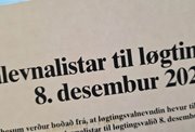 Valevnalistar til løgtingsvalið 8. desembur 2022